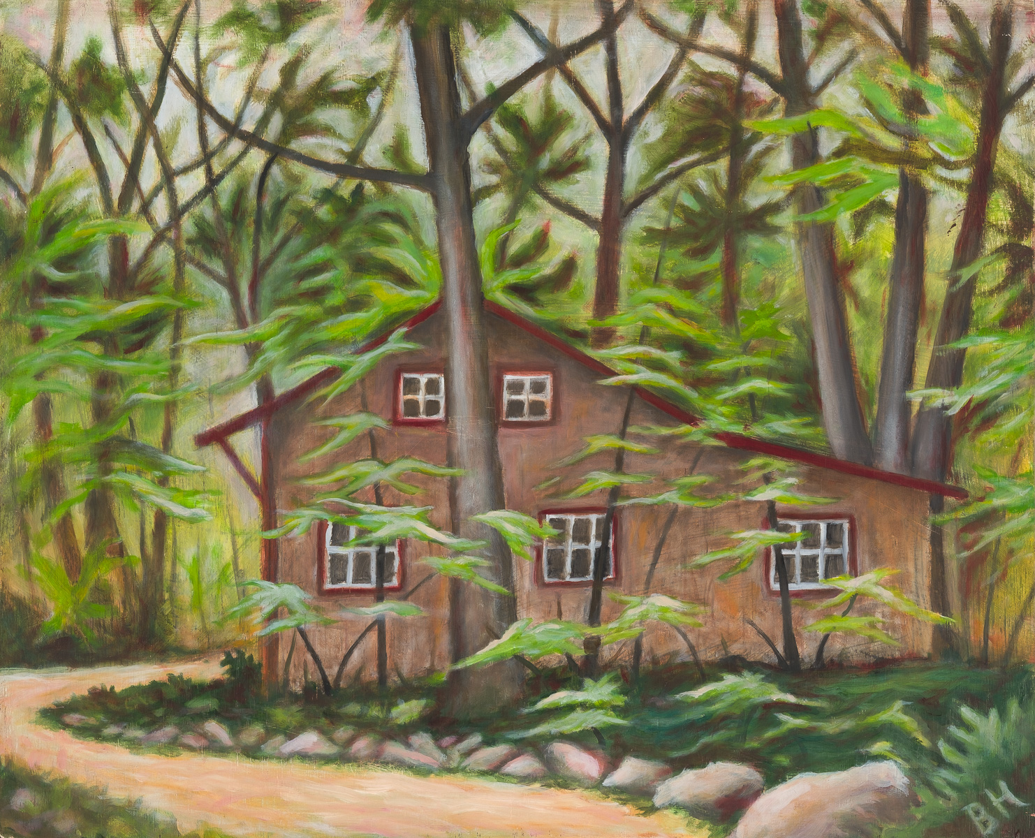 Boathouse Barn, oil on board, 16"H x 20"W